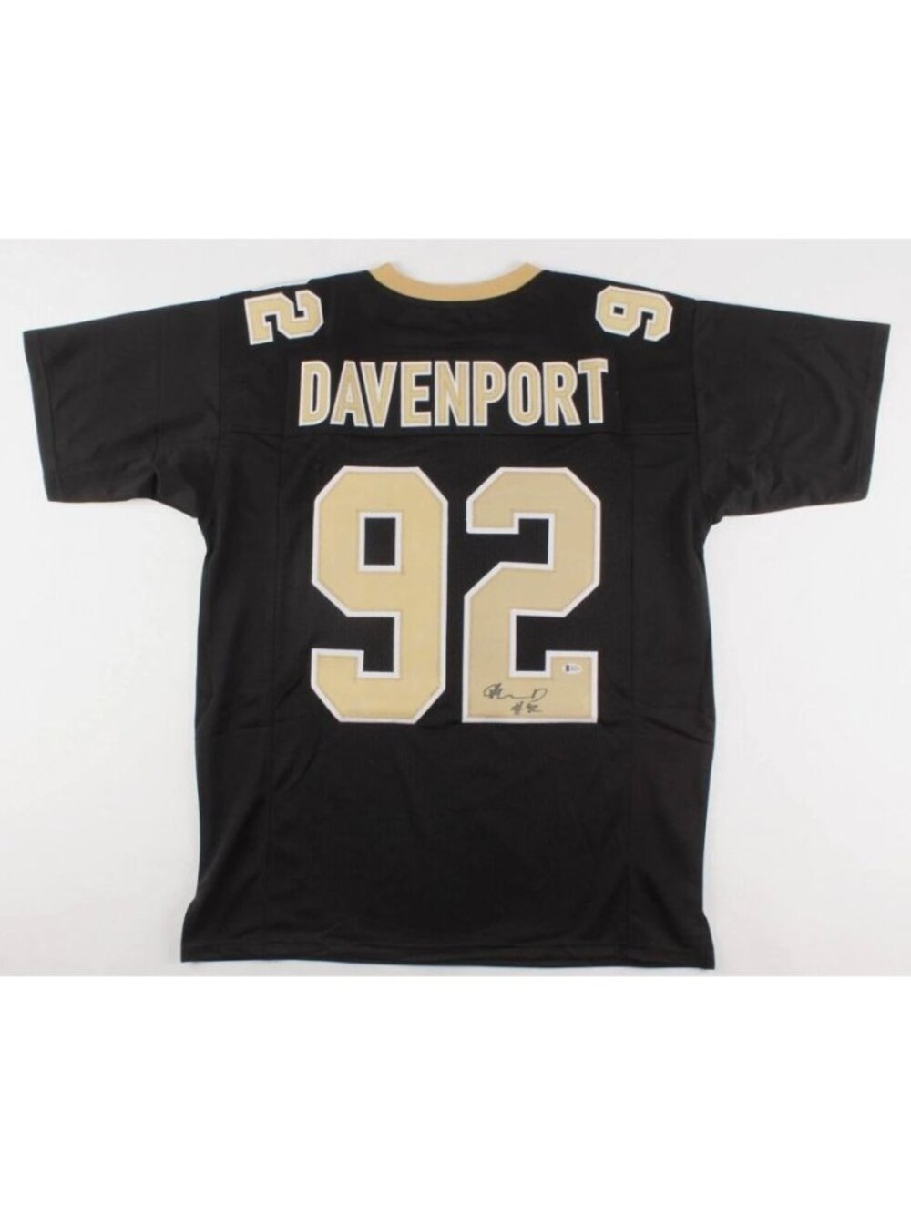 Marcus Davenport #92 Signed New Orleans Saints Jersey Black/Gold Football Memora
